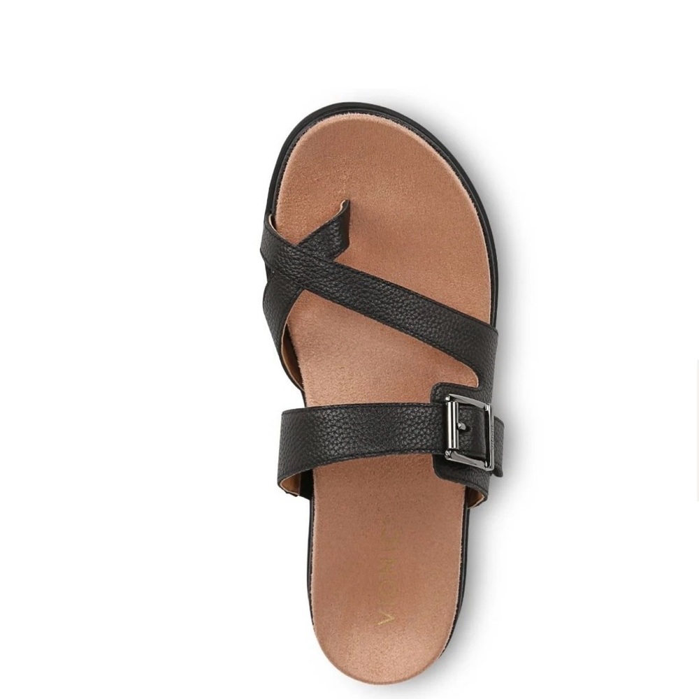 Vionic Carmela Black Leather Toe-Loop Slide Sanda… - image 7